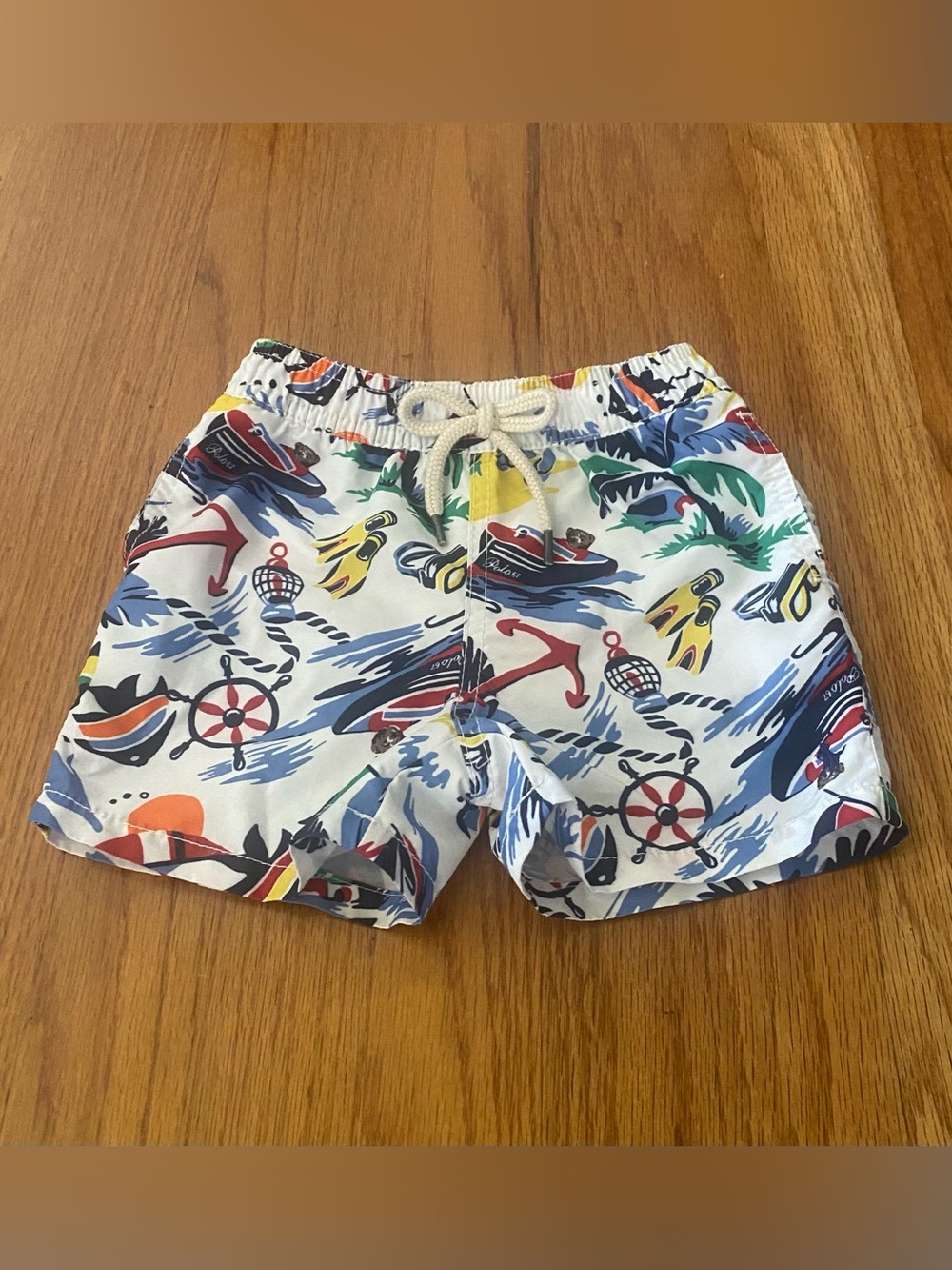 Ralph Lauren Swim Trunks with Teddy Nautical Multicolor Print